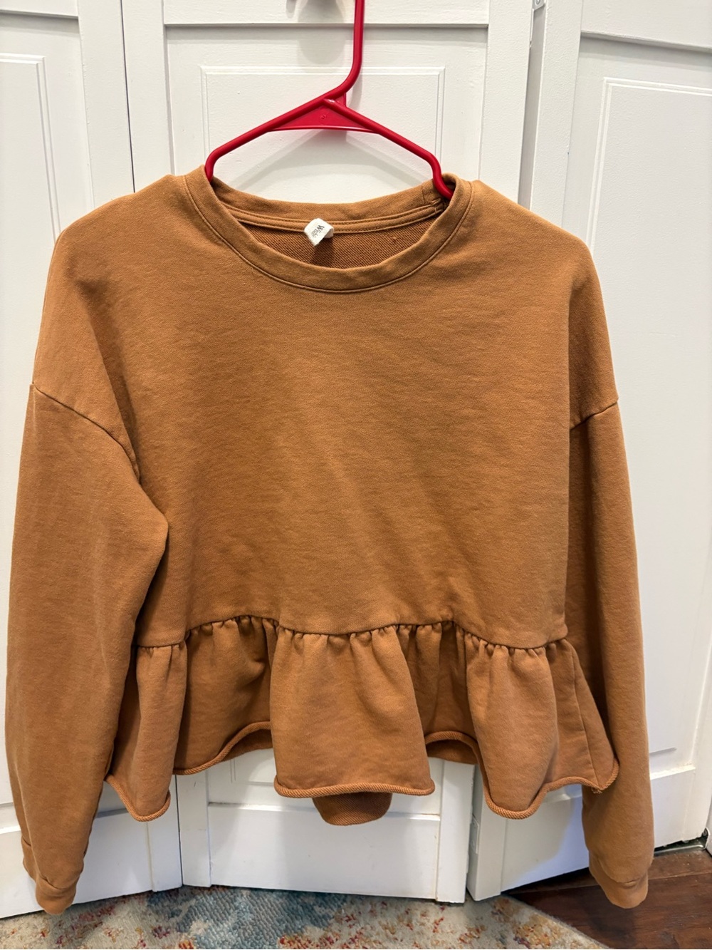 Wishlist Cocoa Ruffled Hem Sweatshirt